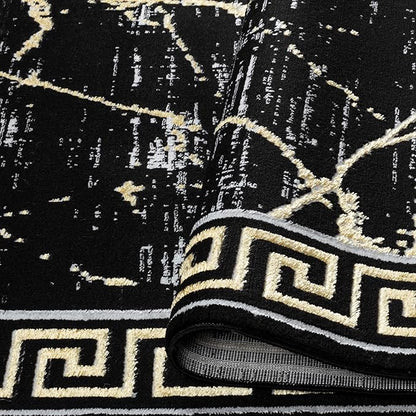 GLORY RUGS Area Rugs Marble 4x5 Black Gold Carpet Modern Abstract Rug Living Room Dining Bedroom Rug