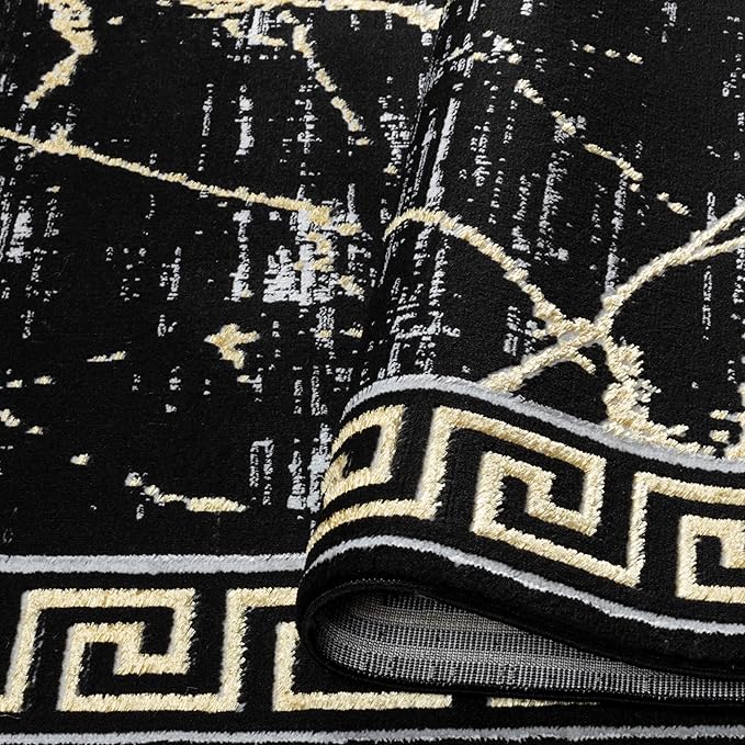 GLORY RUGS Area Rugs Marble 2x3 Black Gold Carpet Modern Abstract Rug Living Room Dining Bedroom Rug
