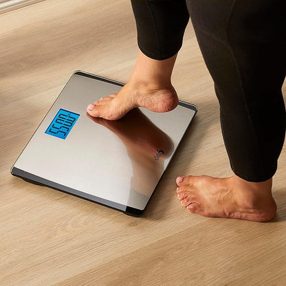 EatSmart Precision 550 Pound Extra-High Capacity Digital Bathroom Scale, Extra-Wide Platform, Stainless Steel Body Weight Scale with Step-On Tech