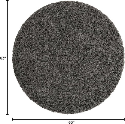 Unique Loom Solid Shag Collection Area Rug (5' 1" Round Graphite Gray)