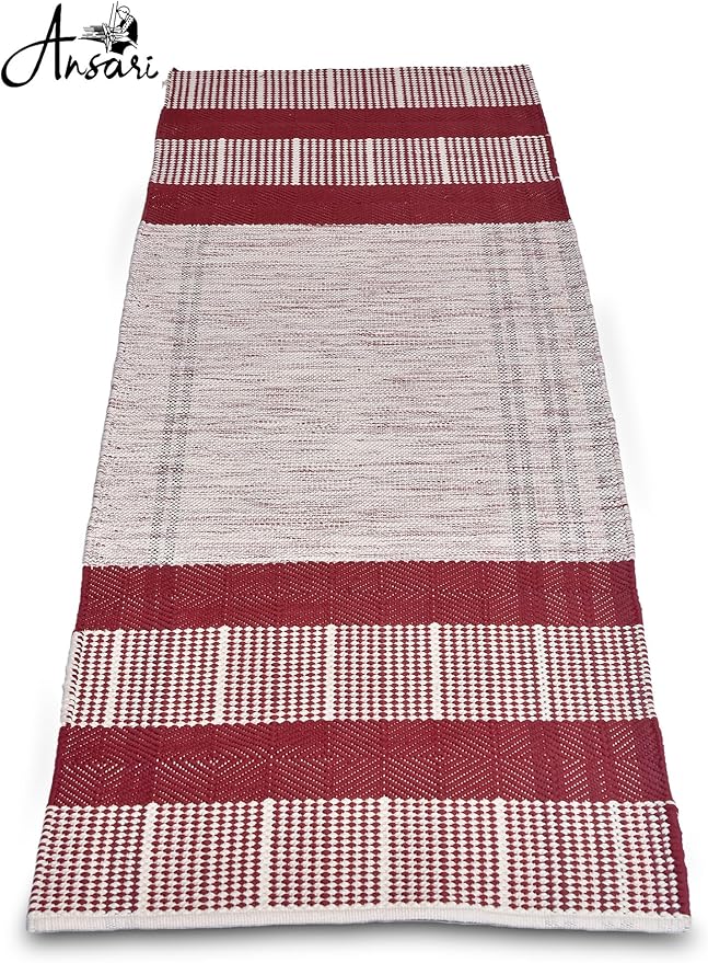 Craftyansari Handwoven Cotton Yoga Mat, Natural, 72 x 24 Inches, Fair Trade, Soft Absorbent Surface for Exercise, Workout, Meditation