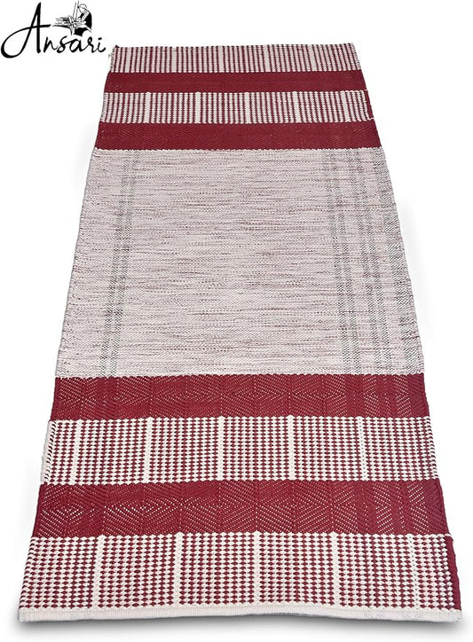 Craftyansari Handwoven Cotton Yoga Mat, Natural, 72 x 24 Inches, Fair Trade, Soft Absorbent Surface for Exercise, Workout, Meditation