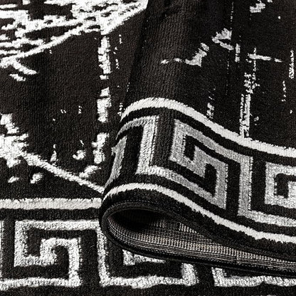 GLORY RUGS Area Rugs Marble 8x10 Black Gray Carpet Modern Abstract Rug Living Room Dining Bedroom Rug