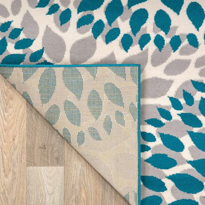 Rugshop Modern Floral Circles Design for Living Room,Bedroom,Home Office,Kitchen Non Shedding Runner Rug 2' x 10' Blue