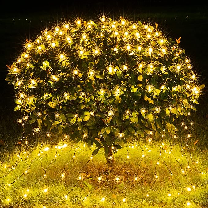 BlcTec Christmas Lights Outdoor 360 LED 9.8ft x 6.6ft Christmas Net Lights with 8 Modes, UL Certified, Timer, Connectable, Waterproof for Bushes, Shrubs, Yard Outdoor Xmas Decorations, Warm White