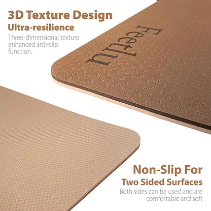 Extra Thick Exercise Yoga Mat with Strap - 2/5 Inch (10MM), Non-Slip Workout Mat for Yoga, Pilates, and Floor Exercises