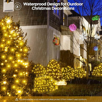 WBao Outdoor Christmas Lights, 360LED 11.5ft x 6.9ft Net Lights with 8 Modes, Timer, UL Certified, End to End Connectable, Waterproof for Lawn, Bushes, Trees Outdoor Christmas Decorations, Warm White