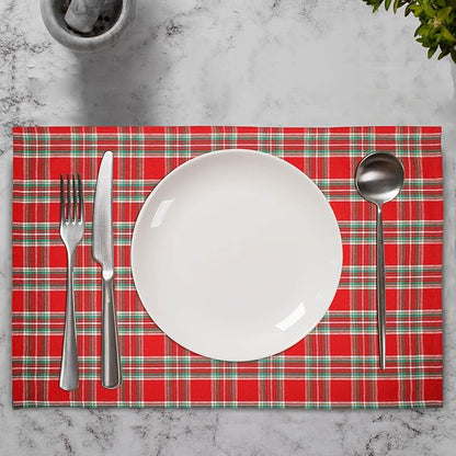 Christmas Kitchen Towels Set of 6, Soft Premium Cotton Highly Absorbent Towels 18x28 Inches, Washable & Reusable, Quick Drying Dish Cloths with Mitered Corner - Red/Green/White, Checks