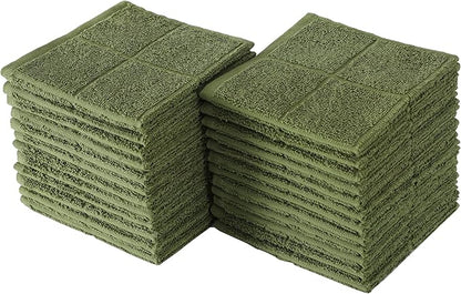 Glynniss Kitchen Dish Cloths Highly Absorbent Dish Rags 100% Cotton Wash Cloths for Washing Dishes (Green, 24)