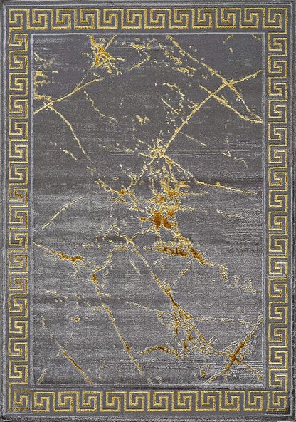 GLORY RUGS Area Rugs Marble 2x7 Gray Gold Carpet Modern Abstract Rug Living Room Dining Bedroom Rug