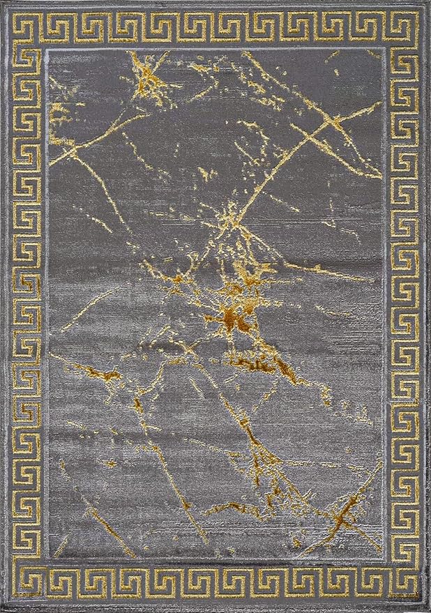 GLORY RUGS Area Rugs Marble 5X7 Grey Gold Carpet Modern Abstract Rug Living Room Dining Bedroom Rug