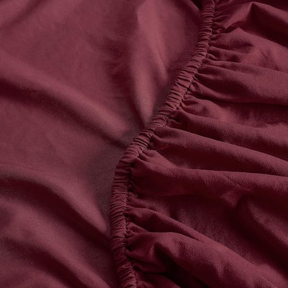 Serta Simply Clean Super Soft Hypoallergenic Stain Resistant Deep Pocket 4 Pieces Solid Bed Sheet Set, Queen, Burgundy