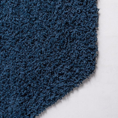 Unique Loom Solid Shag Collection Area Rug (4' Octagon, Sapphire Blue/ Navy Blue)
