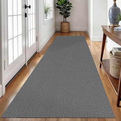 Braided Runner Rug 3x10 Ft Washable Runners for Hallways Non Slip Rubber Backed Kitchen Runners Cotton Long Entryway Runner Indoor, Woven Carpet for Hall Kitchen Entryway, Dark Grey/Grey