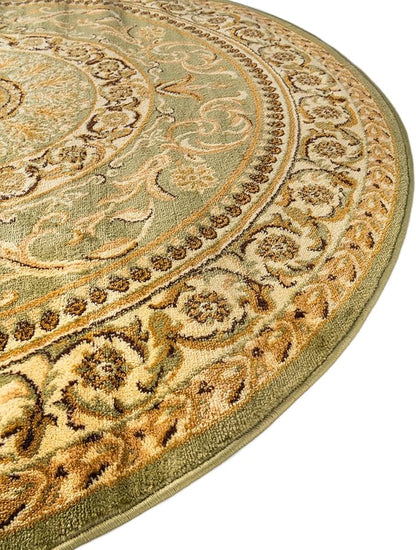 Rugs.com Chateau Collection Rug – 6 Ft Round Light Green Medium-Pile Rug Perfect for Kitchens, Dining Rooms