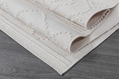 Beverly Rug Micro Loop Area Rug White 8x10 Modern Luxury Soft Boho Geometric Durable Indoor Area Rugs for Living Dining Room Office Stain Resistant Non Shedding Casual Indoor Carpet White 8 x 10