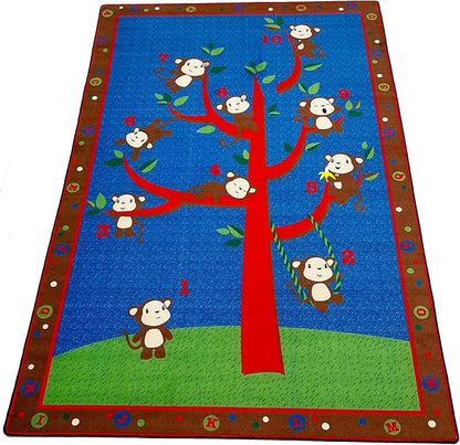 Ten Little Monkeys Classroom Rug, 6' x 8'6", Multicolored, Educational Classroom Rug, Kids Learning Play Mat | Area Rug for Bedroom or Playroom