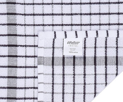 AMOUR INFINI Kitchen Dish Cloths Set of 8 - Ultra Soft, Highly Absorbent, Quick-Drying Terry Cotton Dishcloths 12"x12" Inch Wash & Cleaning Cloths for Kitchen & Dishwashing (Assorted)