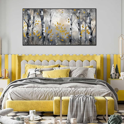 Large Black and White Birch Tree Landscape Canvas Wall Art With Black Wood Frames for Living Room Bedroom Home Office Modern Canvas Prints Framed Wall Art Size 30x60