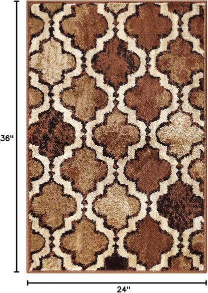 Superior Indoor Small Area Rug, Jute Backed, Perfect for Living/Dining Room, Bedroom, Office, Kitchen, Entryway, Modern Geometric Trellis Floor Decor, Viking Collection 2' x 3' - Brown