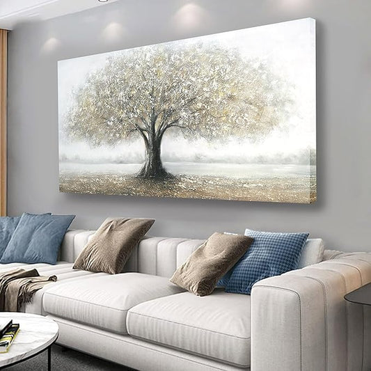 Yuaxker Tree Wall Art Gray Wall Decor Modern Home Decor Trendy Canvas Painting Artwork for Living Room Bedroom Dining Room Office Home Decor 24x48 Inch
