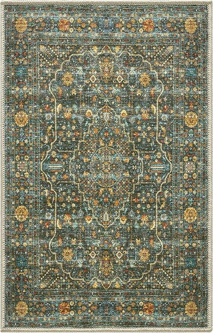 Keen Home Design 2x3 Rug - Machine Washable Entry Rug with Non-Slip Backing, Ideal for Enteryway, Kitchen, Bathroom, Laundry Room - Vintage, Easy Clean, Durable, Low Pile Rug - (2' x 3')