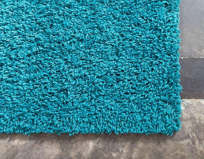 Unique Loom Solid Shag Collection Area Rug (7' 10" x 10' Rectangle, Deep Aqua Blue)