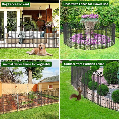 24 Panels - Garden Fence with Gate 30in H x 47.2ft L 22 Panels + 2 Gate, No Dig Rustproof Metal Tall Animal Barrier for Dogs Rabbits, Decorative Outdoor Border for Yard, Patio, and Flower Beds