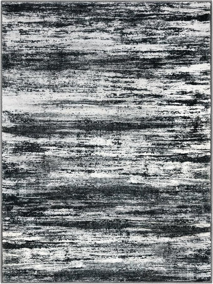 KOZYFLY Area Rug 6x9 Modern Ombre Thin Rugs for Living Room, Washable Large Rugs Non-Slip Soft Striped Rug for Bedroom, Black Navy Blue Grey Abstract Carpet for Laundry/Kid Room