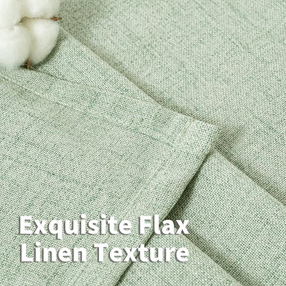 YoungsTex Sage Green Curtains 80 Inch Length for Living Room, Semi Sheer Linen Drapes Light Filtering with Back Tab Rod Pocket for Bedroom Office Spring Window Treatments, 52 X 80 Inch, 2 Panels