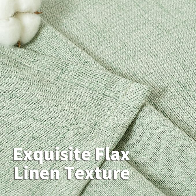 YoungsTex Sage Green Curtains 63 Inch Length 2 Panels for Living Room - Rustic Linen Drapes with Bronze Grommet Light Filtering for Bedroom Office Spring Decorative Country, 52 X 63 Inch