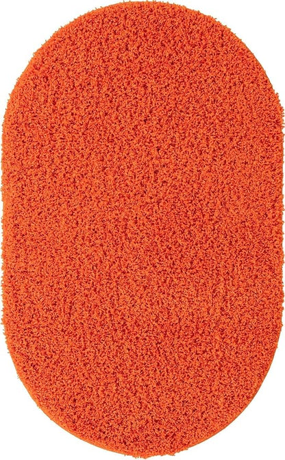 Unique Loom Solid Shag Collection Area Rug (3' 3" x 5' 3" Oval, Tiger Orange)