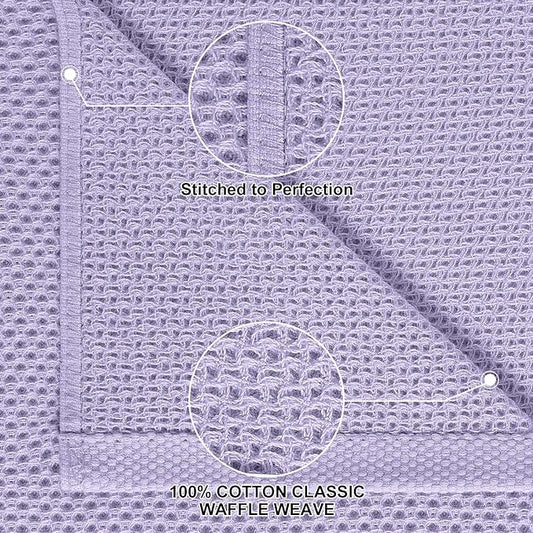 Homaxy 100% Cotton Kitchen Towels and Dishcloths Set, 12 x 12 Inches and 13 x 28 Inches, Set of 8 Bulk Kitchen Towels Set, Ultra Soft Absorbent Dish Cloths for Washing Dishes, Lavender