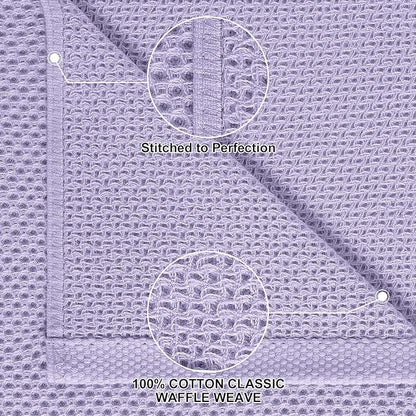 Homaxy 100% Cotton Kitchen Towels and Dishcloths Set, 12 x 12 Inches and 13 x 28 Inches, Set of 12 Bulk Kitchen Towels Set, Ultra Soft Absorbent Dish Cloths for Washing Dishes, Lavender