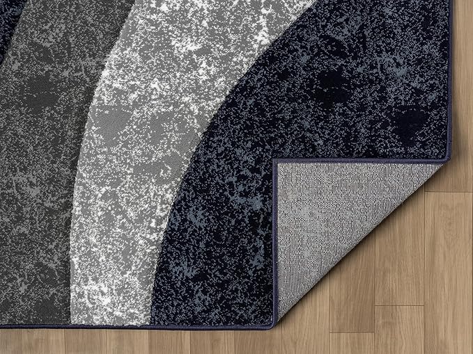 Ultra Soft Area Rug - Modern Abstract Design for Living Room & Bedroom - Foldable, Stain Resistant, Easy to Clean - (8x11, Blue)