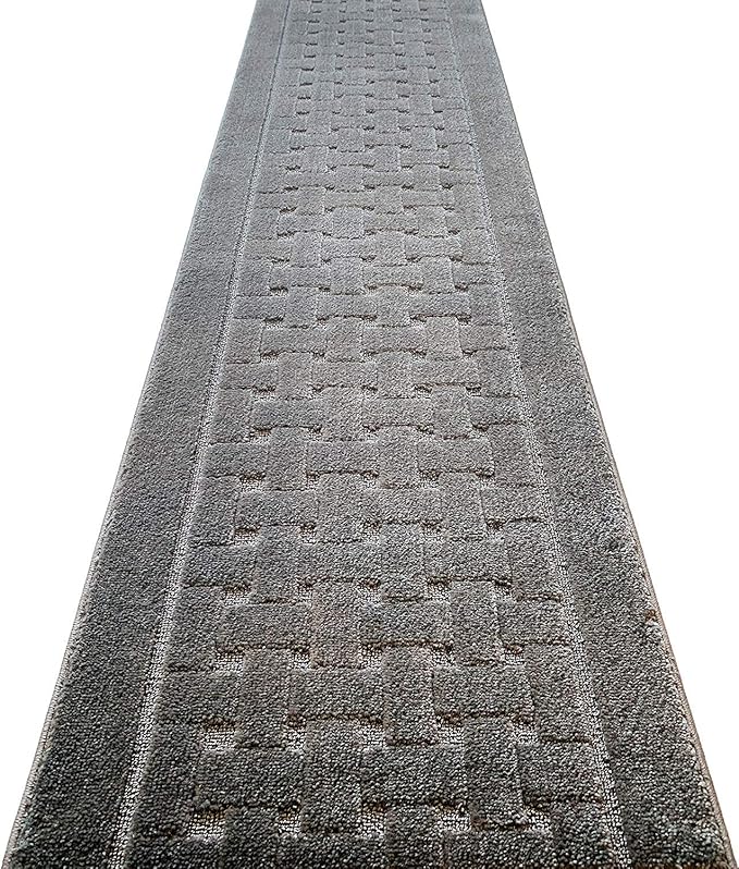 Custom Size Hallway Carpet Runner Rug, Slip Resistant, 31 Inch Wide X Your Choice of Length, Labirentos Anthracite Grey, 31 Inch X 15 feet