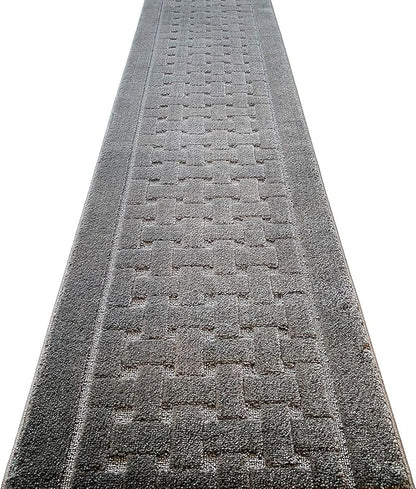 Custom Size Hallway Carpet Runner Rug, Slip Resistant, 31 Inch Wide X Your Choice of Length, Labirentos Anthracite Grey, 31 Inch X 15 feet