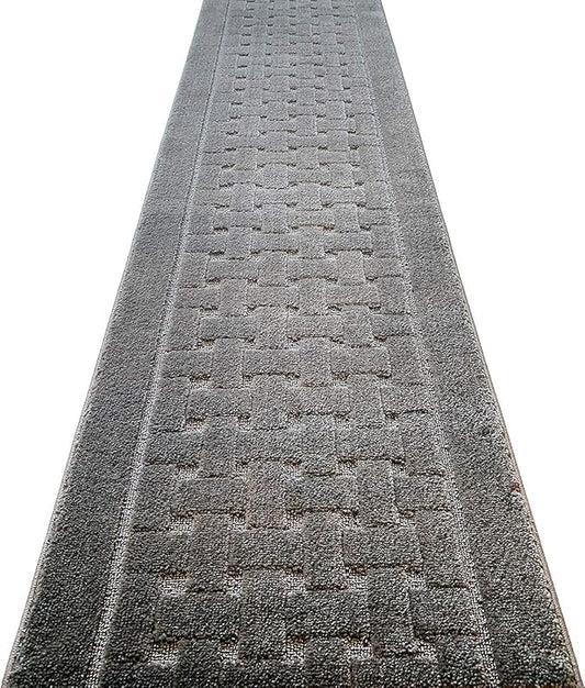 Custom Size Hallway Carpet Runner Rug, Slip Resistant, 31 Inch Wide X Your Choice of Length, Labirentos Anthracite Grey, 31 Inch X 15 feet