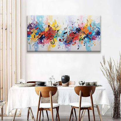 Suconvng Abstract Wall Art For Living Room Painting Modern Canvas Art Wall Decor Colorful Musical Note Abstract Wall Decor Prints Artwork For Bathroom Kitchen Office Decoration 24"X 48"