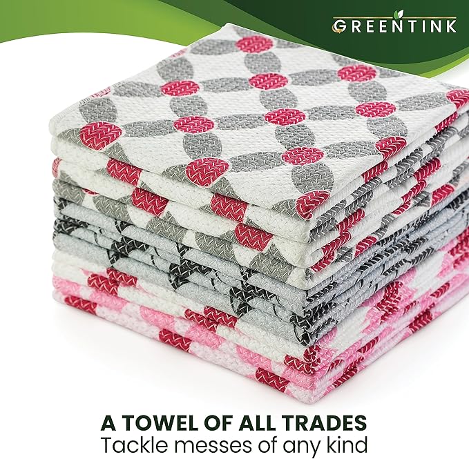 Eco-Friendly Reusable Dish Cloth Set – 24-Pk Multipurpose Kitchen Cleaning Cloth Made from Recycled Materials – Absorbent, Dish Towels & Non-Scratch Cleaning Rags, 12x12 in.