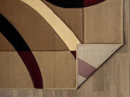Ultra Soft Area Rug - Modern Abstract Design for Living Room & Bedroom - Foldable, Stain Resistant, Easy to Clean - (8x11, Canvas)