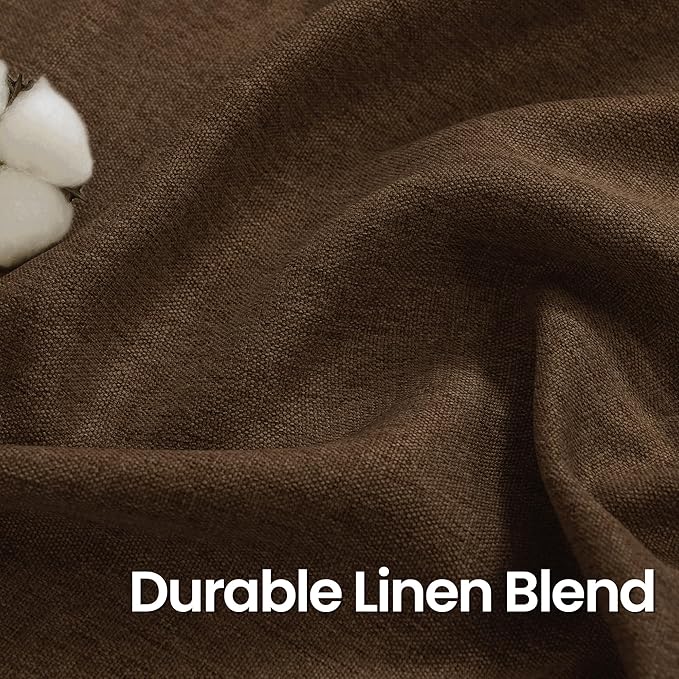 BGment Brown Linen Curtains 78 Inch Length for Living Room Windows, Light Filtering Fall Drapes Chocolate Burlap with Grommet Privacy Non See Through for Bedroom, 2 Panels Set, Each 52 Inch Wide
