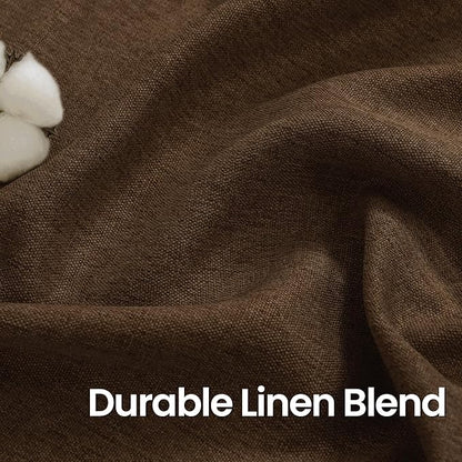 BGment Brown Linen Curtains 78 Inch Length for Living Room Windows, Light Filtering Fall Drapes Chocolate Burlap with Grommet Privacy Non See Through for Bedroom, 2 Panels Set, Each 52 Inch Wide