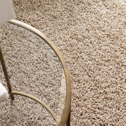 Unique Loom Solid Shag Collection Area Rug (5' 1" x 8' Oval, Taupe)