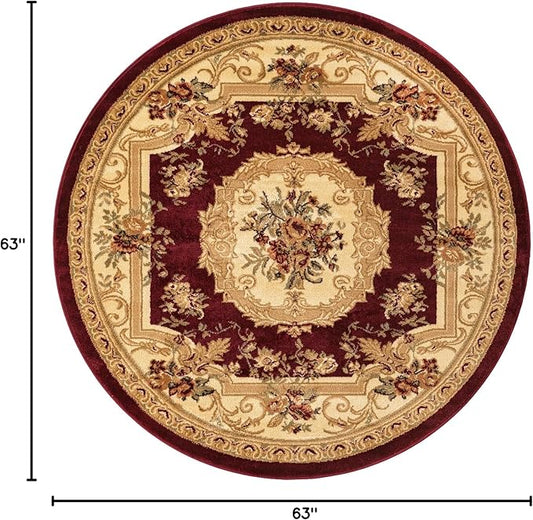Rugs.com Chateau Collection Rug - 5 Ft Round Red Medium Pile Rug