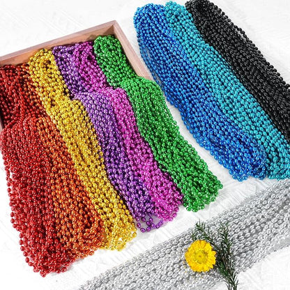 SHAOQINLIN 100 PCS Mardi Gras Beads, 10 Colors Party Beads 30.5 Inch Colorful Oval Beaded Necklaces for Mardi Gras, St. Patrick's Day, Christmas, Carnival Party