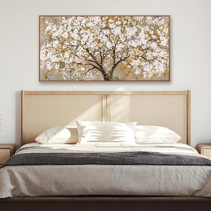 Wall Art Gold Nature Tree Of Life Abstract Canvas Painting Picture Modern Wall Art Print Landscape Artwork Framed For Living Room Bedroom Bathroom Office Home Decor 24" X 48"Painting