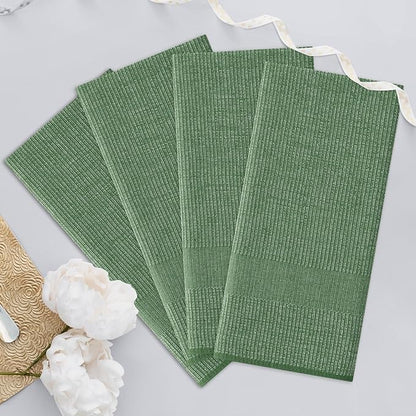 Homaxy Premium Kitchen Towels(18”x 28”, 8 Pack), Large Cotton Kitchen Hand Towels, Flat and Terry Dish Towels, 380 GSM Highly Absorbent Tea Towel Set with Hanging Loop, Grass Green