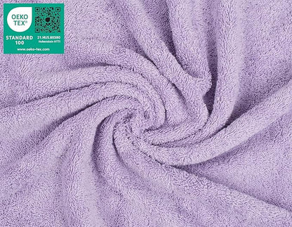 American Soft Linen Luxury Washcloths for Bathroom, 600 GSM 100% Cotton 4 Piece Turkish Wash Cloth Set, 13x13 in Soft Rags for Body and Face, Lilac Washcloths