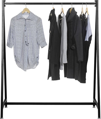 MyGift 47 Inch Modern Black Heavy Duty Metal A-Frame Wardrobe Clothing Rack, Commercial Grade Freestanding Garment Hanger for Bedroom Closet Clothes or Retail Display